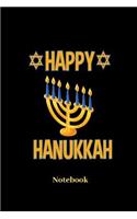 Happy Hanukkah Notebook: Liniertes Notizbuch für Reisen, Urlaub und Ferien Fans - Notizheft Klatte für Männer, Frauen und Kinder
