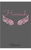 Hannah Notebook: A beautiful personalized angel wings soft cover notebook with 100 lined pages in 6x9 inch format. Personal Diary Personalized Journal Customized Jou