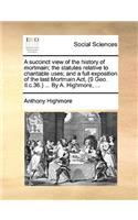 A Succinct View of the History of Mortmain; The Statutes Relative to Charitable Uses; And a Full Exposition of the Last Mortmain ACT, (9 Geo. II.C.36.) ... by A. Highmore, ...