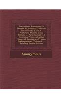 Breviarium Romanum: Ex Decreto SS. Concilii Tridentini Restitutum, S. Pii V. Pontificis Maximi Jussu Editum .... Pars Hiemalis: A Dominica