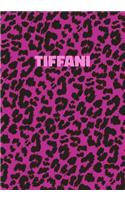 Tiffani: Personalized Pink Leopard Print Notebook (Animal Skin Pattern). College Ruled (Lined) Journal for Notes, Diary, Journaling. Wild Cat Theme Design wi