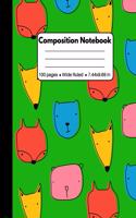 Composition Notebook: Fox Gifts for Fox Lovers: Awesome Green Fox School Composition Notebook Wide Ruled for Student Kids Teens