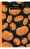 Notes: Pumpkin Notebook with Decorative Black and Orange Matte Cover- 100 pages-Wide-Ruled- Perfect Gift for Halloween, Thanksgiving or Fall Holiday- Use f