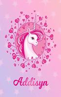 Addisyn: Unicorn Large Blank Primary Handwriting Learn to Write Practice Paper for Girls - Creative Pink Purple Magical Horse Personalized Letter A Initial C
