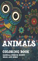 Animals - Coloring Book - Gazella, Possum, Bunny, Bear, and more