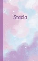 Stacia: Personalized Composition Notebook - College Ruled (Lined) Exercise Book for School Notes, Assignments, Homework, Essay Writing. Purple Pink Blue Cov