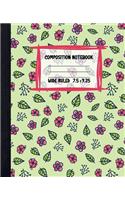 Green Leaves Composition Notebook: Pretty Lined Paper Exercise Book for Kids - Wide Ruled Notebook for Schoolgirl - Unique Gift Idea with Cute Patterns