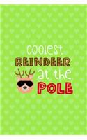 Coolest Reindeer At The Pole: Notebook Journal Composition Blank Lined Diary Notepad 120 Pages Paperback Green Heart Reindeer