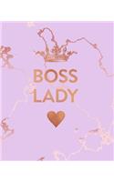 Boss Lady: Inspirational Quote Notebook, Beautiful Pink Marble and Rose Gold - 7.5 x 9.25, 120 College Ruled Pages