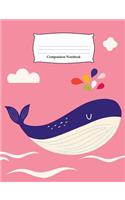 Composition Notebook: Blue Whale with Clouds Wide Ruled Notebook