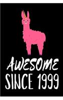Awesome Since 1999: Funny Pink Llama Birthday Gift Notebook
