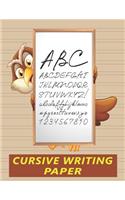 Cursive Writing Paper: Handwriting Practice Workbook for Kids - Owl(2 Blank Cursive Stationery)