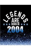 Legends Are Born in 2004: Birthday Notebook/Journal for Writing 100 Lined Pages, Year 2004 Birthday Gift for Boys, Keepsake (Blue & Black)