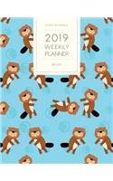 2019 Weekly Planner Beaver: Dated with to Do Notes and Inspirational Quotes - Blue Beavers