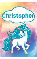 Christopher: Personalized Unicorn Journal, Notebook Featuring 120 Lined Pages 6x9