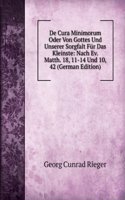 De Cura Minimorum Oder Von Gottes Und Unserer Sorgfalt Fur Das Kleinste: Nach Ev. Matth. 18, 11-14 Und 10, 42 (German Edition)