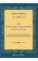 Die Wahrscheinlichkeitslehre Bei David Hume