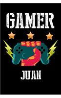 Gamer Juan: Liniertes Notizbuch für deinen Vornamen