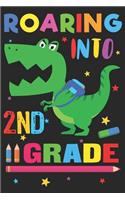 Roaring into 2nd Grade: Back to School College Ruled 6 x 9 Notebook for Kids