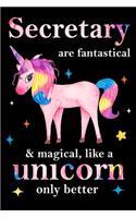 Secretary are fantastical & magical, like a unicorn only better, employee appreciation notebook