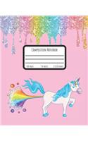 Composition Notebook: Colledge Ruled Composition Notebook Featuring a Rainbow Farting Unicorn