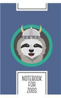 Notebook for Zoos: Lined Journal with Viking sloth with helmet Design - Cool Gift for a friend or family who loves face presents! - 6x9" - 180 White lined pages - You 