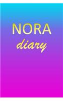 Nora: Journal Diary - Personalized First Name Personal Writing - Letter N Blue Purple Pink Gold Effect Cover - Daily Diaries for Journalists & Writers - J