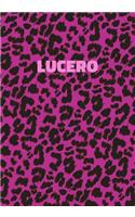 Lucero: Personalized Pink Leopard Print Notebook (Animal Skin Pattern). College Ruled (Lined) Journal for Notes, Diary, Journaling. Wild Cat Theme Design wi