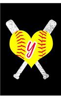 Y Monogram Initial Softball Journal