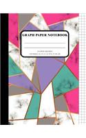 Graph Pager Notebook: Marble Cover Student Math Composition Notebook 4 x 4 Square 1/4 Inch Blank Quad Ruled 110 Pages Large Perfect for Teens or College School