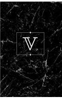 V: Personalized Monogrammed Journal (Notebook/Diary) Gift for Friend Office Teacher Black Marble