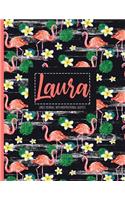 Laura: Black Personalized Lined Journal with Inspirational Quotes