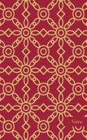 Notes: 6"x9" Unruled Blank Pages Notebook Seamless Oriental Southeast Asian Pattern Cover Golden Round Cross Frame Chain Flower Line. Matte Softcover Note 