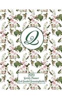 2020 Weekly Planner - Red Headed Hummingbirds - Personalized Letter Q - 14 Month Large Print