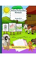 Primary Composition Notebook Grades K-2 Handwriting Paper Journal: Horses Pattern Dashed Mid Line School Exercise Book Plus Sketch Pages for Boys and Girls(43 Efrat Haddi Handwriting Practice Paper)