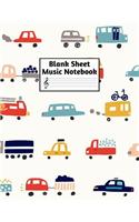 Blank Sheet Music Notebook: Easy Blank Staff Manuscript Book Large 8.5 X 11 Inches Musician Paper Wide 12 Staves Per Page for Piano, Flute, Violin, Guitar, Trumpet, Drums, Cell