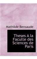 Theses a la Faculte Des Sciences de Paris