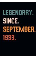 Blank Lined Journal, Notebook, Diary, Planner - Legendary Since September 1993 - 26th Birthday Gift For 26 Years Old Men and Women born in September: Medium College-Ruled Journey Diary, 110 page, Lined, 6x9 (15.2 x 22.9 cm)