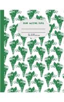 Handwriting Paper: Cute dragon dinosaur winter themed practice hand writing paper. Pre K 3rd grade. Double lined dotted guide. Large format 8.5x11