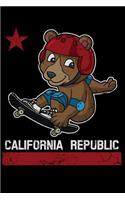 California Republic Flag Bear Skateboard 6x9 Journal