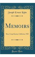 Memoirs: Rotc, Camp Kearny, California, 1920 (Classic Reprint)
