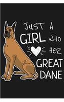 Sketchbook: Just A Girl Who Loves Her Great Dane: Sketchbook with 109 framed pages 6 x 9 inch with black frames. For Great Dane dog owners of cute Deutsche Dogg