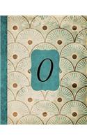 O: Antique Aqua Pattern Journal, Monogram Initial Letter O, Gratitude Interior Pages