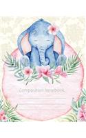 Composition Notebook: Elephant Fashion Wide Ruled Line Paper Legal Ruled Notebook Writing Book For Elementary Grammar Home School Kids