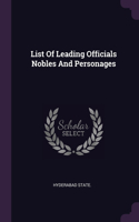 List Of Leading Officials Nobles And Personages