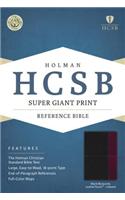HCSB Super Giant Print Reference Bible, Black/Burgundy Leathertouch Indexed: (English)
