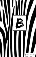 B: Personalized Initial Journal/Notebook/Diary - Zebra Print