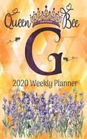 2020 Weekly Planner - Monogram Queen Bee Initial 
