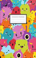 Composition Notebook: 8.5"x11" College Ruled Line Paper, Lined Notebook - Cute Funny Monsters Notebook for Monsters Lovers, Halloween, Boys, Girls, Men, Women, Students, 