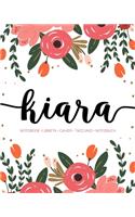 Kiara: Notebook - Libreta - Cahier - Taccuino - Notizbuch: 110 pages paginas seiten pagine: Modern Florals First Name Notebook in Coral, Pink & Orange on W